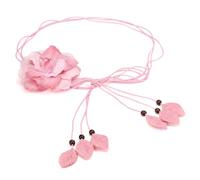 LumiSyne Women's Braided Rope Belt Thin Waist Belt With Chiffon Flower Decoration Bead Leaf Pendant Romantic Bohemian Style Vintage Knotted Rope Chain Belt Dress Belt For Beach Vacation Wedding Party