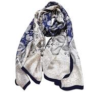 LumiSyne Women's Silk Scarf Flower Printed Fashion Elegant Style Long And Soft Shawl Wrap Warm Scarf Sunscreen Shawl All Season