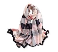 LumiSyne Women's Silk Scarves Classic Plaid Scarves Tartan Check Pattern Delicate Bow Rose Long Shawl Warm Wrap Sunscreen Shawl All Season