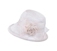 LumiSyne Women's Tulle Sun Hat Floral Bucket Hat Vintage Upturn Brim Cloche Hat Elegant Fascinator Lightweight Breathable Summer Cap for Beach Travel Party Beige