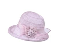 LumiSyne Women's Tulle Sun Hat Floral Bucket Hat Vintage Upturn Brim Cloche Hat Elegant Fascinator Lightweight Breathable Summer Cap for Beach Travel Party Pink