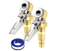 LUMITECO 2-Pack 1/4 Inch Female NPT Closed Ball Tire Chuck with Clip, Locking Air Chuck Tire Inflator with Air Chuck Quick Connect, Clip-On Air Chucks for Tires for Truck RV Auto Car Air Compressor