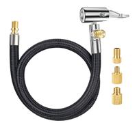 LUMITECO 20 Inch Tire Inflator Hose Adapter, Car Air Hose Self-Locking Air Chuck w/Tire Schrader Valve Fine Thread & Presta Valve Adapter, Quick Connect & Release for Pump Air Compressor Attachments