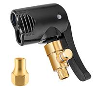 LUMITECO Locking Presta Schrader Air Chuck for Bike Tire, Dual Head Pump Nozzle with 1/4" F-NPT Quick Connect for Tire Inflator, Presta&Schrader Valve Adapter w/Air Release Nob for Bicycle Floor Pump