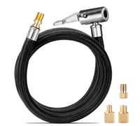 LUMITECO Upgraded Lengthened Tire Inflator Hose Adapter &Converting Nuts, Lock On Air Chuck with Hose and Tire Schrader Valve Fine Thread, for tire pump's Twist On Convert to Lock On Connection
