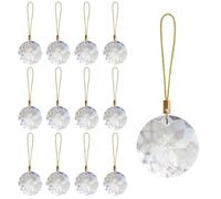 LUMITI 12 Pcs Crystal Glass Christmas Balls Ornaments, 1.18″ Mini Round Prism Flower Xmas Tree Decorations, Hanging Ornament for Wedding Party Home Decor (Crystal Clear)
