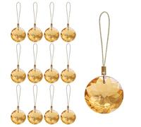 LUMITI 12 Pcs Crystal Glass Christmas Balls Ornaments, 1.18″ Mini Round Prism Flower Xmas Tree Decorations, Hanging Ornament for Wedding Party Home Decor (Gold)