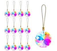 LUMITI 12 Pcs Crystal Glass Christmas Balls Ornaments, 1.18″ Mini Round Prism Flower Xmas Tree Decorations, Hanging Ornament for Wedding Party Home Decor (Crystal AB)