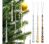 LUMITI 12pcs Crystal Icicle Christmas Tree Ornaments, Glass Beads Hanging Chandelier Pendants for Christmas Party Wedding Winter Decorations (Multicolor)