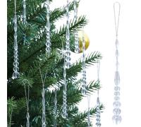 LUMITI 12pcs Crystal Icicle Christmas Tree Ornaments, Glass Beads Hanging Chandelier Pendants for Christmas Party Wedding Winter Decorations (White Clear)