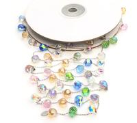 Lumiti Christmas Garland, 9.8Ft Crystal Glass Beads Strands, 100pcs 10mm Faceted Waterdrop Glass Beads Hanging Ornament for Christmas Tree Centerpieces Wedding Party Decorations (Multicolor)