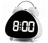 Lumive Loud Alarm Clock for Heavy Sleepers, Twin Bell Digital Clock with Large LED Display, Extra Loud Ringtone, Bedside Clock for Bedrooms, Dual Alarms, 3 Brightness, USB Powered, White