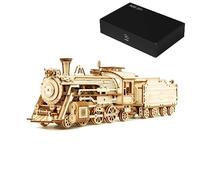 Lumivive 3D Puzzle Wooden Steam Train for Teens and Adult, Self Assembly Vehicle Model Wood Construction Kit, Craft Retro Creative Gift for Birthday and Christmas - 308+Pcs