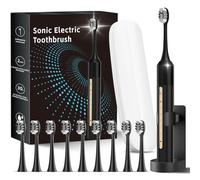 Lumivoid Sonic Electric Toothbrush with 10 Brush Heads for Adults and Children, Up to 90 Days on a Single Charge, 5 Modes, Built-in 2-Minute Smart Timer, IPX8 Waterproof Electric Toothbrush (Black)