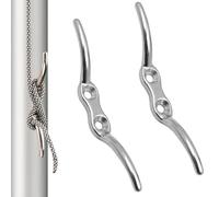 Lumivra 2PCS 113mm Silver Cleat Hooks - Heavy-Duty Stainless Steel Wall Hooks for Home Organization, Flagpoles, Washing Lines, and Outdoor Use