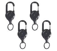 Lumivra 4-Pack Retractable Key Holder Cord for ID Badges, Security Passes & Outdoor Use - Durable Locking Clip Design (Black)