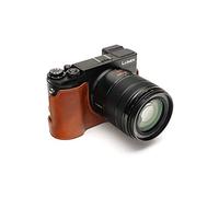 Lumix GX9 Case, Zakao Handmade Genuine Real Leather Half Camera Case Bag Cover for Panasonic Lumix DC-GX9 GX9 Bottom Opening Version With Hand Strap (Brass)