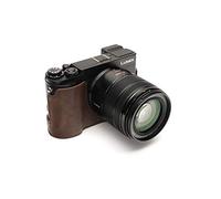 Lumix GX9 Case, Zakao Handmade Genuine Real Leather Half Camera Case Bag Cover for Panasonic Lumix DC-GX9 GX9 Bottom Opening Version With Hand Strap (Coffee)