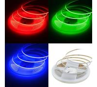LumiyaHalo 24V 5mm RGB COB LED Strip Light,5M 576LEDs/M High Density Bright Dotless Light Strip RGB Colour Changing Stick On LED Lights for Bedroom, Party, Club,DIY Decoration