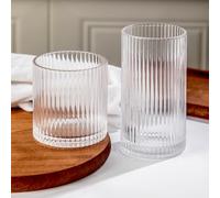 Lumkit Ribbed Drinking Glasses 8pcs, 12oz and 10oz Glassware, Tumbler Glasses Cup Set for Wedding, Party, Christmas Gift, Clear