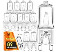 Lumlog 12 Pack Halogen Light Bulbs, G9 60W Halogen Bulbs, 2800K Warm White G9 230V 680lm Dimmable Capsule Bulbs, Non-Flicker [Energy Class G] (12 Pcs)