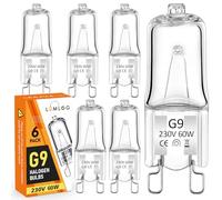 Lumlog 6 Pack Halogen Light Bulbs, G9 60W Halogen Bulbs, 2800K Warm White G9 230V 680lm Dimmable Capsule Bulbs, Non-Flicker [Energy Class G] (6Pcs)