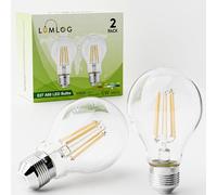 Lumlog A60 E27 LED Vintage Light Bulbs Cool White 6000K, 6W Edison Screw LED Filament Bulb 60W Equivalent, Energy Saving Non-Dimmable 980LM 2Pack [Energy Class C]
