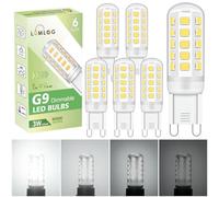 Lumlog G9 Led Bulbs Cool White, 3W Light Bulbs, Equivalent to 30-40W Halogen, 340Lm, 220-240V No Flicker Dimmable Energy Savingor Lighting Decor 6 Pack [Energy Class E]