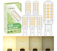 Lumlog G9 Led Bulbs Warm White, 3W Light Bulbs, Equivalent to 30-40W Halogen, 340Lm, 220-240V No Flicker Dimmable Energy Savingor Lighting Decor 6 Pack[Energy Class E]
