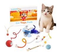 LummiPlay Interactive Cat Toy Ball, Red Ribbed Design, Clear Base