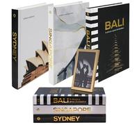 LUMNEST Decorative Books for Home Decor - Black and Gold Foiled Decor Books for Coffee Table - Decorative Hardcover Display Faux Books for Bookshelf - Fashion Designer Books Decor Set of 3