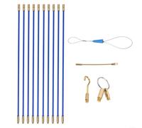 LumoCheefy Set of 10 Cable Pulling Rods 33cm Length 4mm Diameter Strong Fibreglass Threaded Flexible Guide Spring Hook and Eye