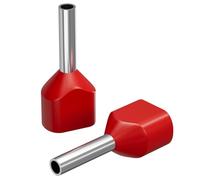 Lumonic 100 x 1 mm² Twin Wire End Ferrules Insulated Red I The Length of the Twin Core End Ferrule for 2 Lines is 8 mm I Tin-Plated to Protect Against Corrosion