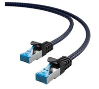 Lumonic CAT8.1 Patch Cable S/FTP 3 m RJ45 Black Blue Premium Nylon Look Ethernet LAN Network Cable