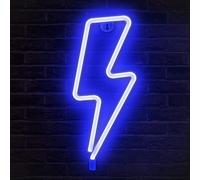 Lumoonosity Lightning Bolt Neon Signs, USB Powered Led Lightning Bolt Light with On/Off Switch, Blue Lightning Neon Sign for Wall Decor, Hanging Led Signs, Neon Lights for Bedroom, Gaming Room Setup