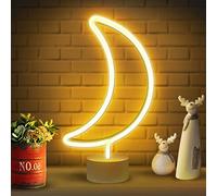 Lumoonosity Moon Neon Sign - Crescent Moon Lamp - Battery/USB Powered - Warm White Light - Cute Neon Lamp Sign