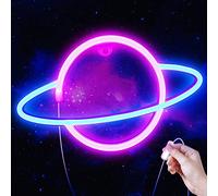 Lumoonosity Planet Neon Sign, USB Powered Planet Light Led Neon Signs with On/Off Switch, Planet Led Sign for Wall Decor, Aesthetic Hanging Saturn Neon Light, Planet Lights for Bedroom, Gaming Room