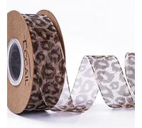 LUMoony 25mm x 10Yd Leopard Print Organza Satin Ribbon Bow for Wedding Table Decor and Parties