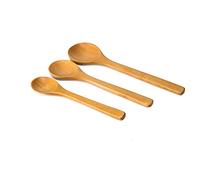 LUMoony 3Pcs Handmade Round Wooden Ladle Spoon Kids' Natural Wood Mini Spoons for Kitchen Cooking Seasoning Oil Coffee Tea Sugar Wood Condiments