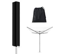 Lumora Rotary Washing Line Cover, Rotary Dryer Cover with Zip | Waterproof Whirly Washing Line Cover, 420D Heavy Duty Oxford Fabric Rotary Clothes Line Cover, 168x16x16cm, Black