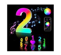 Lumosmart Light Up Number 2, RGB App Control Led Letters Lights Gaming Room USB Neon Wall Sign Color Changing Numbers Night Lamp Party Gifts for Happy Birthday Christmas Halloween Decorations (2)
