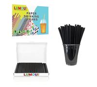 LUMOUS ROLA Paper Straws, 150 Pack Paper Drinking Straws, Bio Degradable Drinking Paper Straws Wedding Party, Party Straws, Restaurant, Juice Drinking Straws (150Pcs Black)