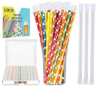 LUMOUS ROLA Paper Straws, 300 Pack Paper Drinking Straws, Bio Degradable Drinking Paper Straws Wedding Party, Party Straws, Restaurant, Juice Drinking Straws (300Pcs Mix Individual Wrapped)