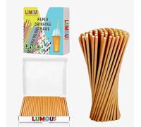 LUMOUS ROLA Paper Straws, 450 Pack Paper Drinking Straws, Bio Degradable Drinking Paper Straws Wedding Party, Party Straws, Restaurant, Juice Drinking Straws (450Pcs Brown)