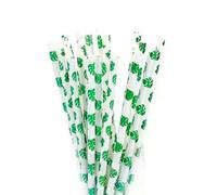 LUMOUS ROLA Paper Straws, Drinking Straws Assorted Bio Degradable Drinking Paper Straws Wedding Party, Party Straws, Restaurant, Juice Drinking Straws ((White with Green Tree)