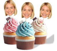 LUMOUS ROLA Personalised Cupcake Toppers Birthday Decorations - Customized Photo Face Cake Topper for Birthdays Anniversary Parties (40 Cake Toppers)