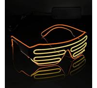LUMOUS1Pc Light Up El Wire Rave Shutter Glasses, Glow In The Dark Flashing Led Sunglasses, Luminous Glasses For Parties, EDM, Halloween - Patented RB01 (Orange/Yellow)