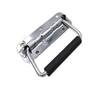 LuMOUzhou Concealed Embedded Door Pull Handles Recessed Pocket Door Handles Stainless Steel Folding Spring Handle for Toolbox Machinery Industrial Cabinet Silver 100-156mm Metal(110mm Iron Material)