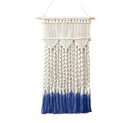 LuMOUzhou Wall Hanging Woven Tapestry Macrame Wall Hanging Tapestry Cotton 45x70cm/17.7x27.6in Blue White(Blu)