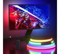 Lumtang 4 Sides 24-27 Inch PC Monitor Backlight, RGBIC LED Light Strips Synchronous with Screen Colour and Music for Games, Movies etc., Easy to Use without Camera, Software Control